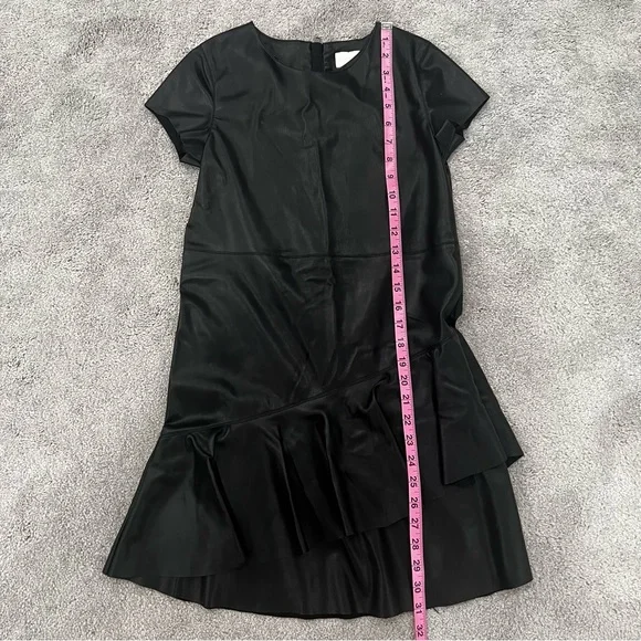 BCBG Girls Faux Leather Ruffle Dress Sz 12 - Picture 4 of 8